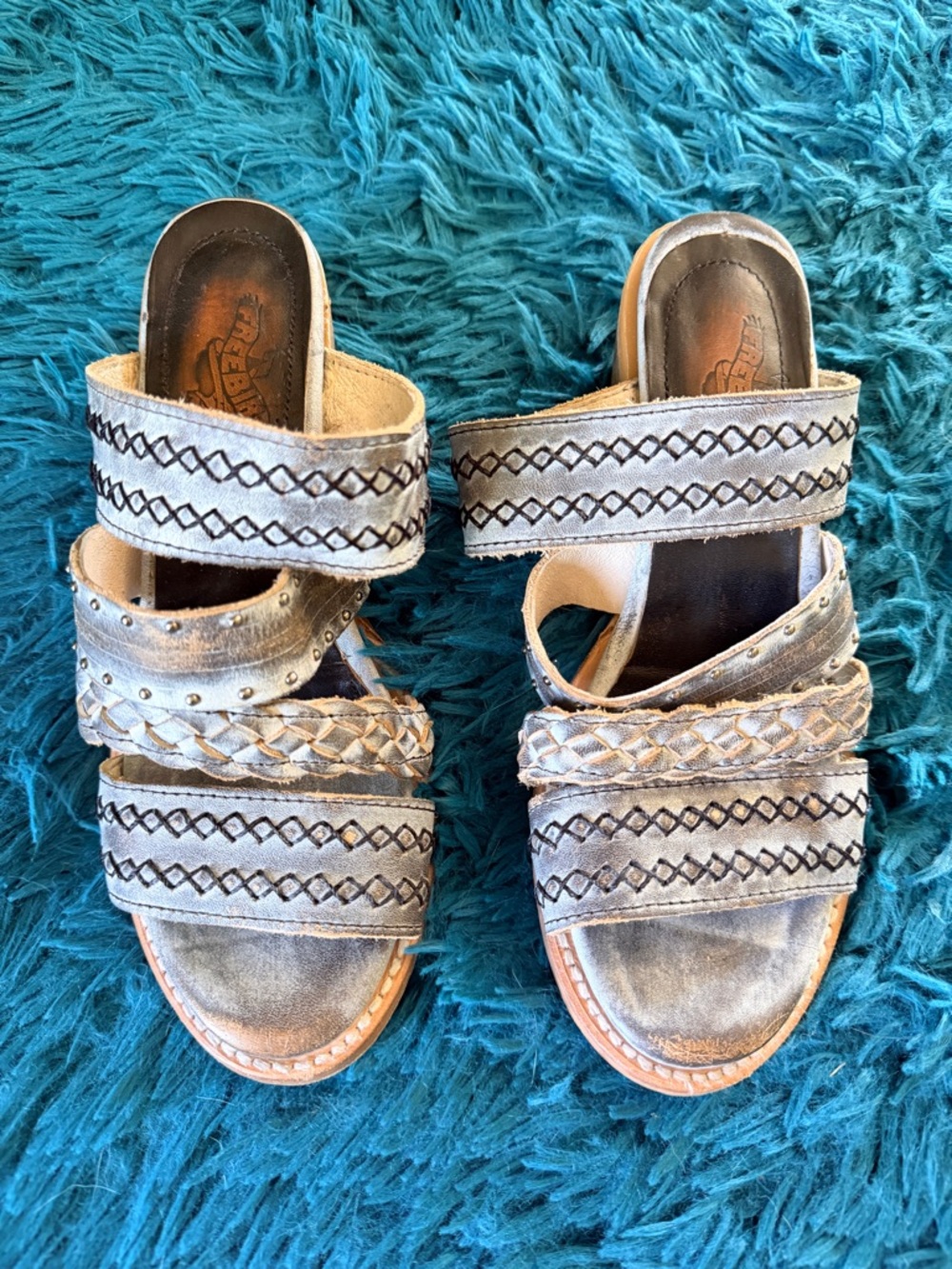 Freebird Braided Strappy Sandals - Gray and Silver